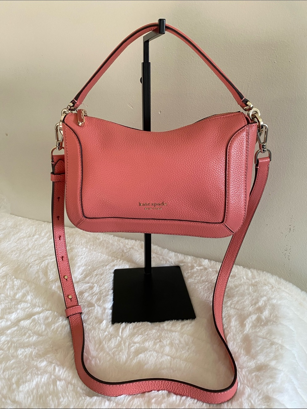 Kate Spade Pebbled Leather Medium Crossbody in Garden Rose - MSRP $358